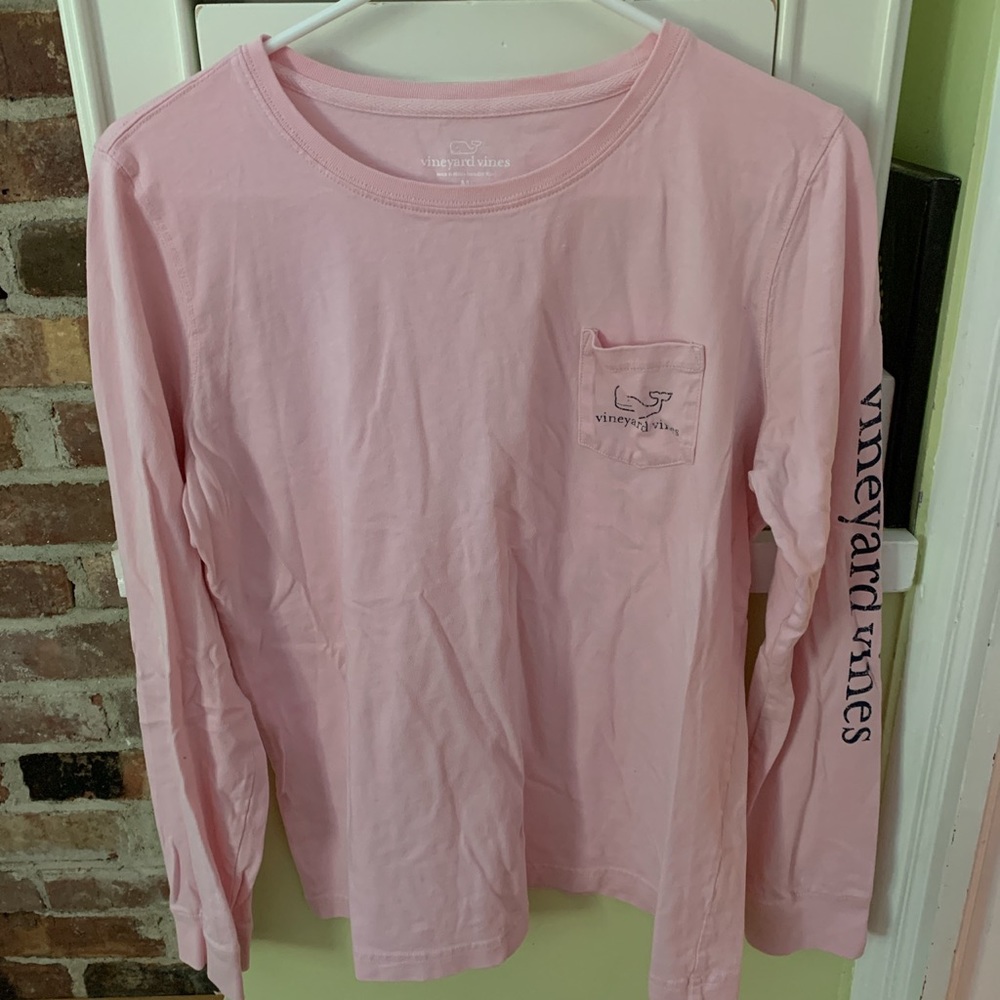 Vineyard Vines Pink Long Sleeve Pocket Shirt